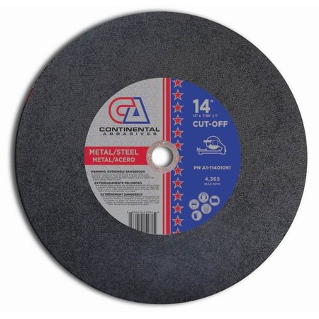 CONTINENTAL ABRASIVES 14" x 7/64" x 1" Signature Stationary Saw or Portable Electric Center Reinforced Abrasive Blade A1-11401091